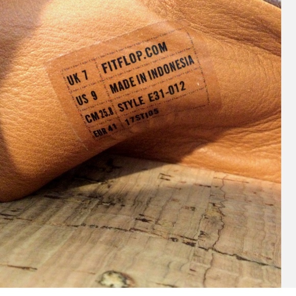 FitFlop Kys Bronze Size 9 Women Leather Crisscross Cork Slide Sandals EU 41 UK 7 - Picture 9 of 10